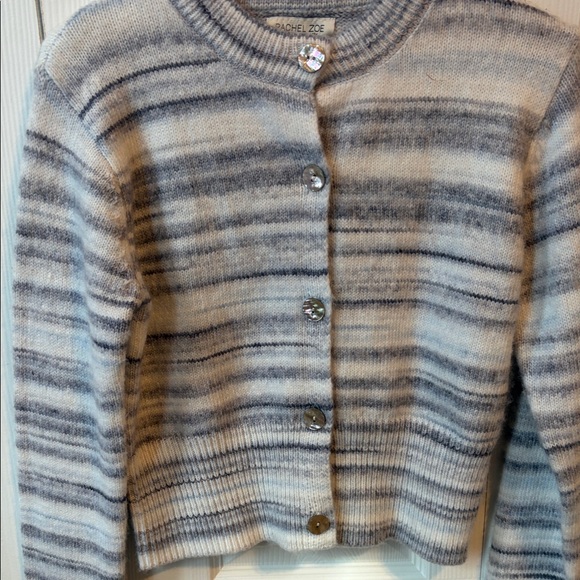 Rachel Zoe Gray and White Striped Cardigan - Picture 3 of 4